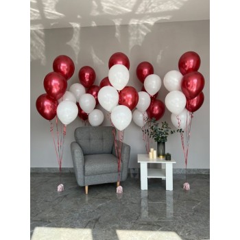 Πέντε μπουκέτα μπαλονιών Κόκκινο και Λευκό για διακόσμηση 